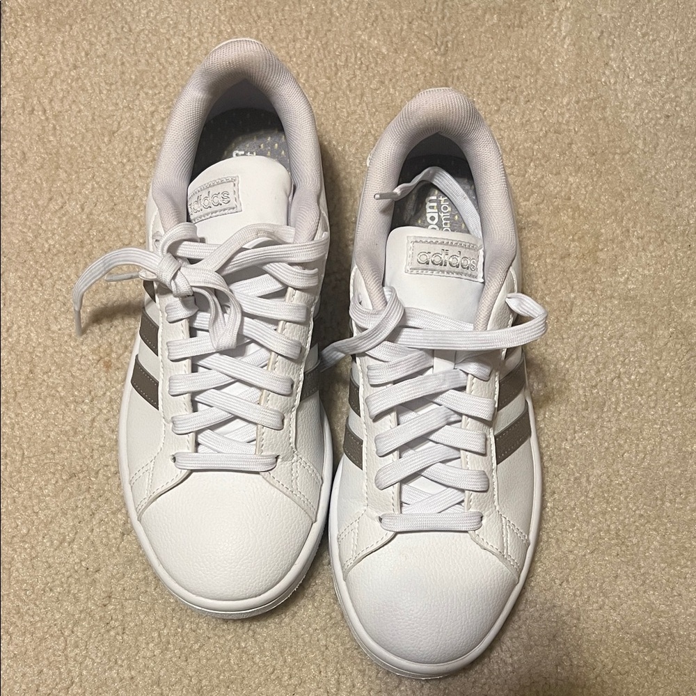 Adidas Grand Court 2.0 Sneakers Silver Stripes Cloudfoam Technology Size 7